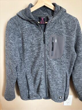 Womans Gray Hooded Zip fleece  Jacket